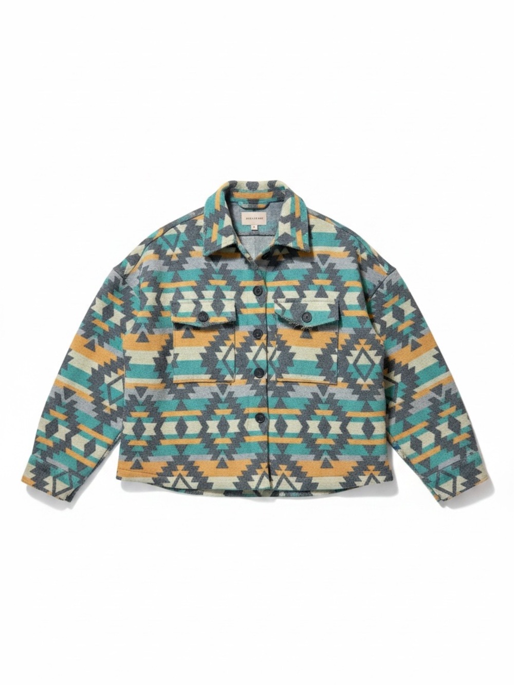 Wild Junkie Boutique "Mila" Premium Aztec Cropped Shacket Jacket
Size Large